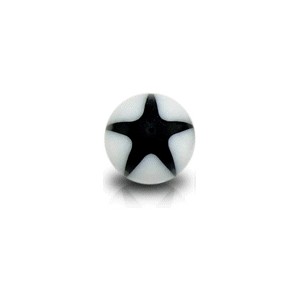 Acrylic UV Body Piercing Ball with Black / White Star