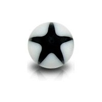 Bola de Piercing Acrílico UV Estrella Negro / Blanco