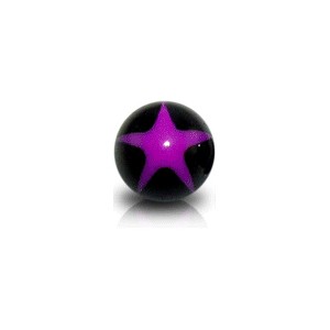 Acrylic UV Body Piercing Ball with Purple / Black Star