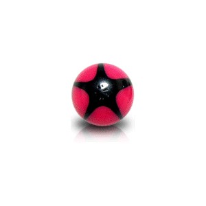 Acrylic UV Body Piercing Ball with Black / Pink Star