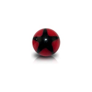 Acrylic UV Body Piercing Ball with Black / Red Star