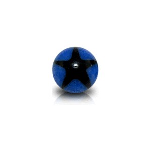 Acrylic UV Body Piercing Ball with Black / Navy Blue Star