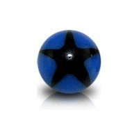 Acrylic UV Body Piercing Ball with Black / Navy Blue Star