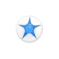 Acrylic UV Body Piercing Ball with Light Blue / White Star