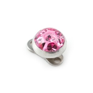 Rond Strass Cristal Rose pour Piercing Microdermal