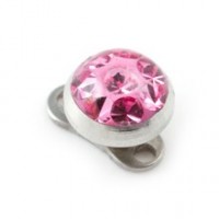 Pink Round Crystal Strass Top for Microdermal Piercing