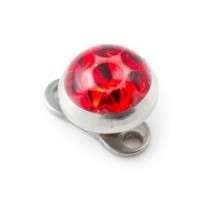 Red Round Crystal Strass Top for Microdermal Piercing
