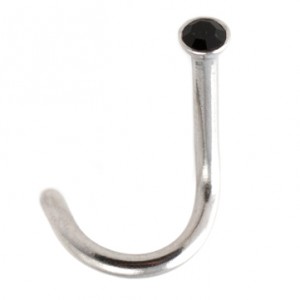 316L Surgical Steel Nose Stud Screw Ring w/ Black Strass