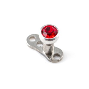 Boule Strass Rouge pour Piercing Microdermal