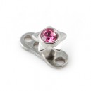 Etoile Strass Rose pour Piercing Microdermal