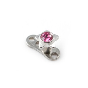 Etoile Strass Rose pour Piercing Microdermal