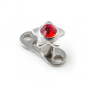 Etoile Strass Rouge pour Piercing Microdermal