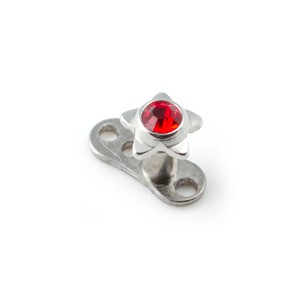 Etoile Strass Rouge pour Piercing Microdermal