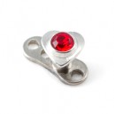 Coeur Strass Rouge pour Piercing Microdermal