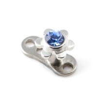 Navy Blue Strass Flower Top for Microdermal Piercing
