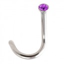 316L Surgical Steel Nose Stud Screw Ring w/ Purple Strass