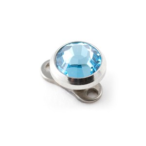 Rond Strass Bleu Turquoise pour Piercing Microdermal