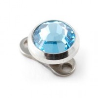 Turquoise Blue Strass Round Top for Microdermal Piercing