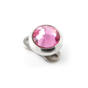 Rond Strass Rose pour Piercing Microdermal