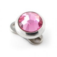 Pink Strass Round Top for Microdermal Piercing