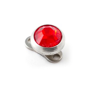 Red Strass Round Top for Microdermal Piercing