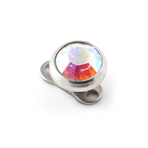 Rainbow Strass Round Top for Microdermal Piercing