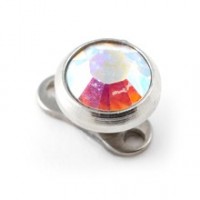 Rainbow Strass Round Top for Microdermal Piercing