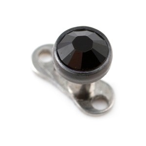 Black Blackline Round Strass Top for Microdermal Piercing