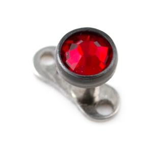 Strass Rond Blackline Rouge pour Piercing Microdermal