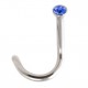 Nez Acier Chirurgical Strass Bleu Foncé