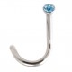 316L Surgical Steel Nose Stud Screw Ring w/ Light Blue Strass