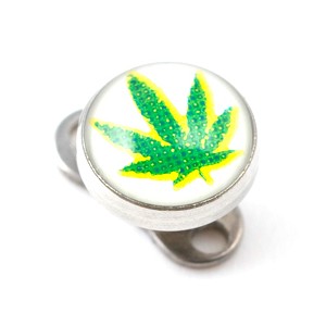 White Cannabis Logo Top for Microdermal Piercing