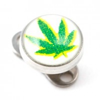 Logo Cannabis Blanc pour Piercing Microdermal