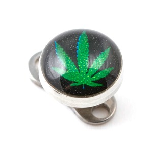 Black Cannabis Logo Top for Microdermal Piercing