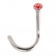316L Surgical Steel Nose Stud Screw Ring w/ Red Strass