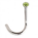 316L Surgical Steel Nose Stud Screw Ring w/ Light Green Strass